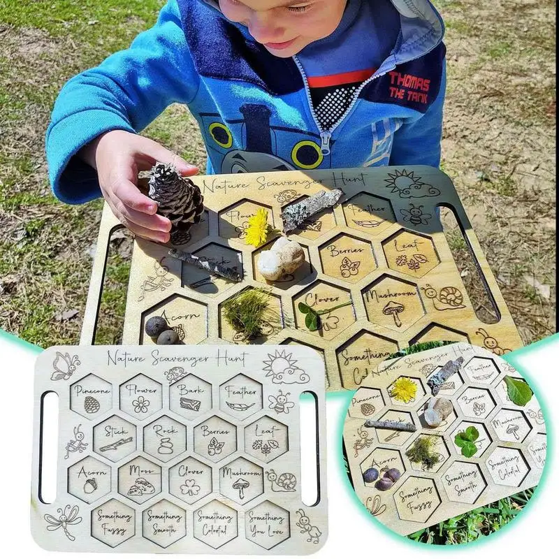 Outdoor Scavenger Hunt Board Nature Exploration Toy Scavenger Hunt Board Outdoor Adventure Spring Flowers Collection Board For