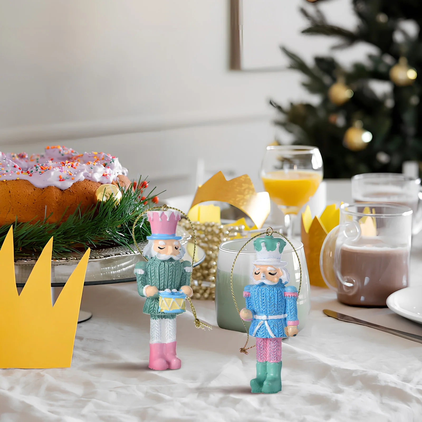 

8Pcs Nutcracker Hanging Ornaments Solid Wood Xmas Nutcracker Figures Colorful Christmas Decoration Indoor Home Decor