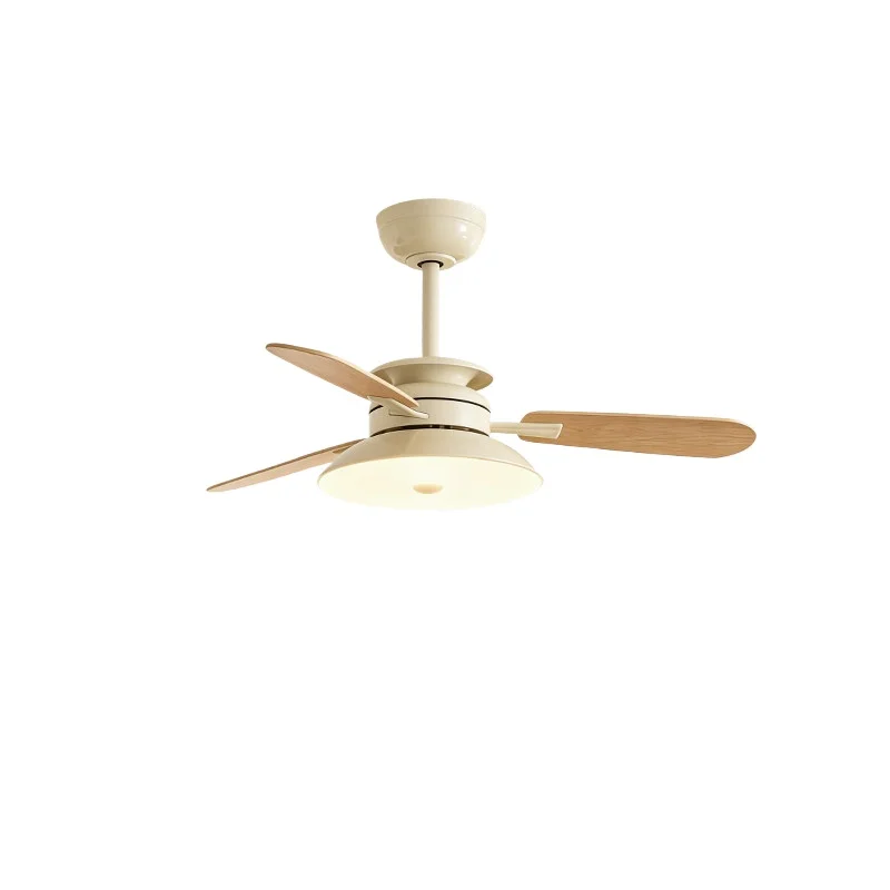 Cream Wind Fan Light Log Wind Dining Room Ceiling Fan Light Household Integrated Japanese Solid Wood  Electric Fan Light