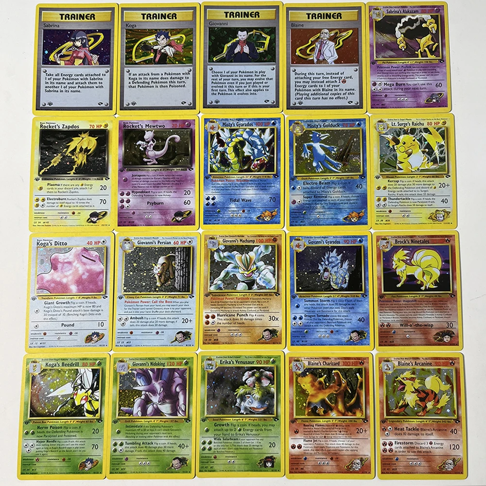 Pokémon EN PTCG Gym Challenge Foil Game Cards Blaine’s Charizard Erika’s Venusaur Koga’s Ditto Misty’s Gyarados Rocket’s Mewtwo