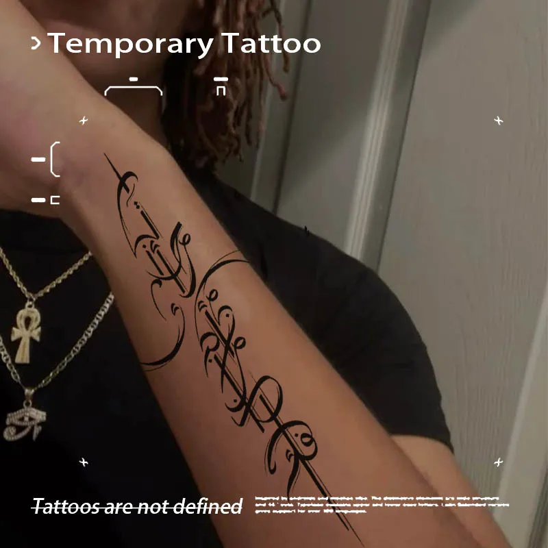 Minimalist Tribal Black Line Herbal Juice Tattoo Sticker Waterproof Semi-Permanent Fake Tattoo Temporary Tattoos Fancy Toys