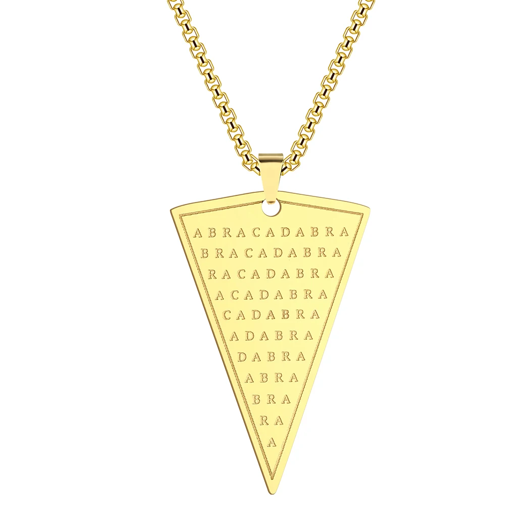 QIAMNI Abracadabra Pendant Abraxas Cabalistic Magic Occult Esoteric Amulet Necklace Stainless Steel Jewelry Collar Chokers Gift