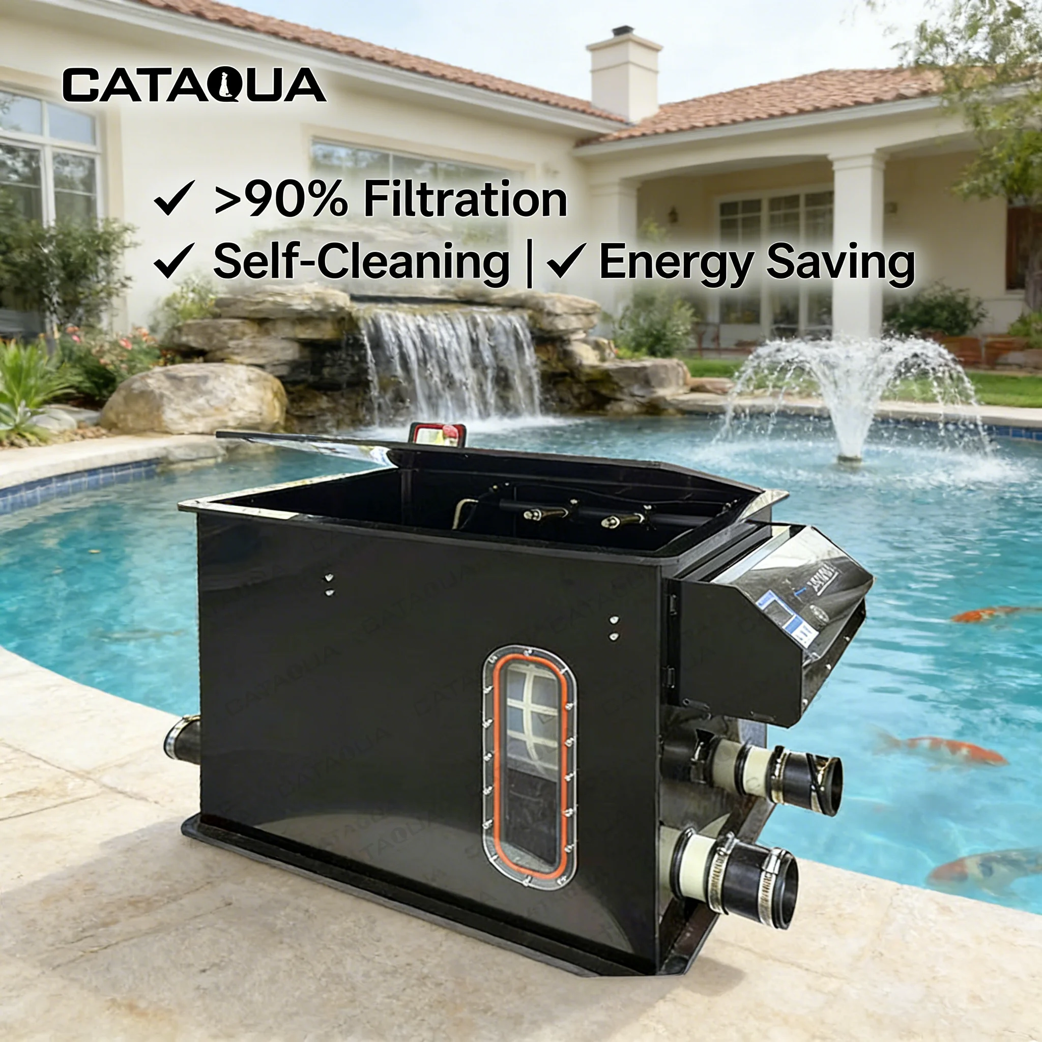 5-10m³/h Energy Saving Low Maintenance Drum Filter For Ornamental Koi Water Gardens And Landscape Ponds