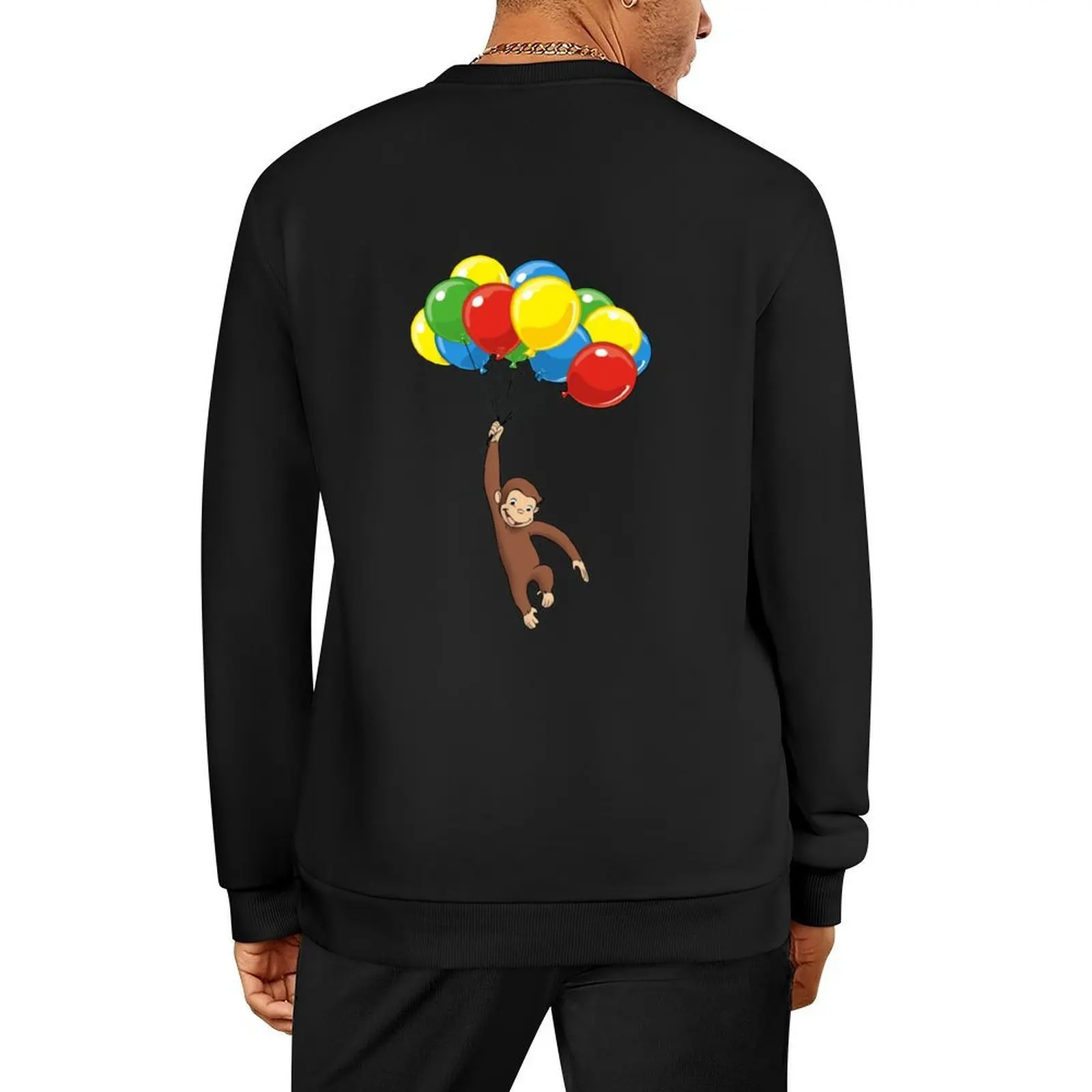 

Curious George balloons Pullover autumn jacket men clothes for men graphic t shirts men winter clothes graphic sweatshirts