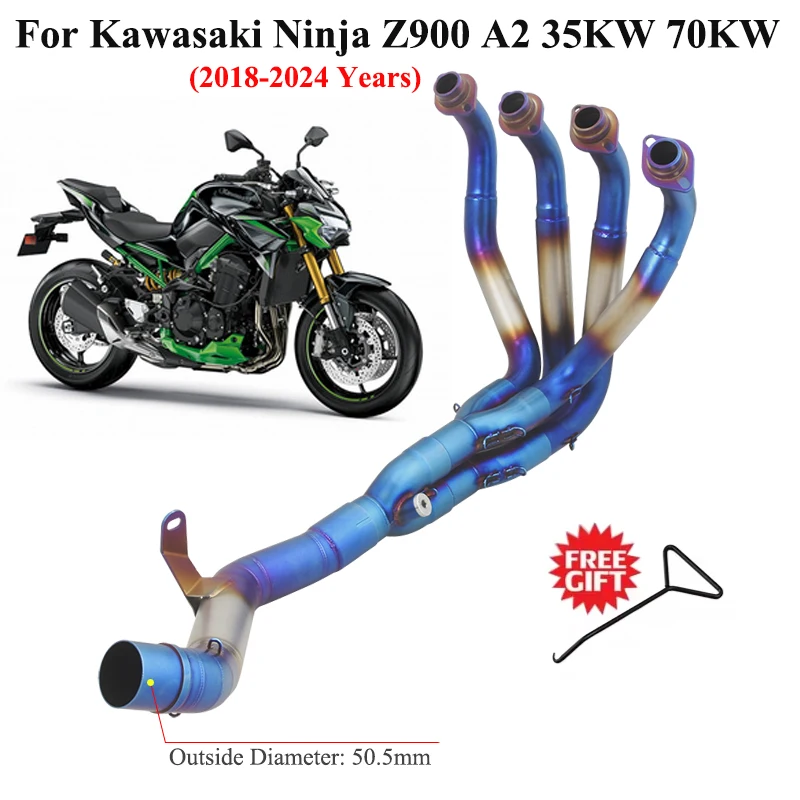 Motorcycle Exhaust Escape Systems For Kawasaki Ninja Z900 A2 35KW 70KW Z900SE 2018 2019 2020 2021 - 2024 Slip On Front Link Pipe