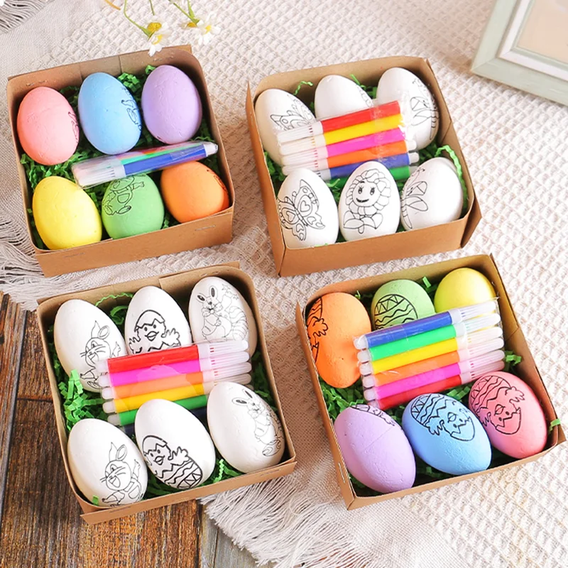 Hand-Drawn Easter Egg Set Drawing Toys Easter Party Supplies Ideal for Drawing Various Patterns Easter Home Decor Party Supplies