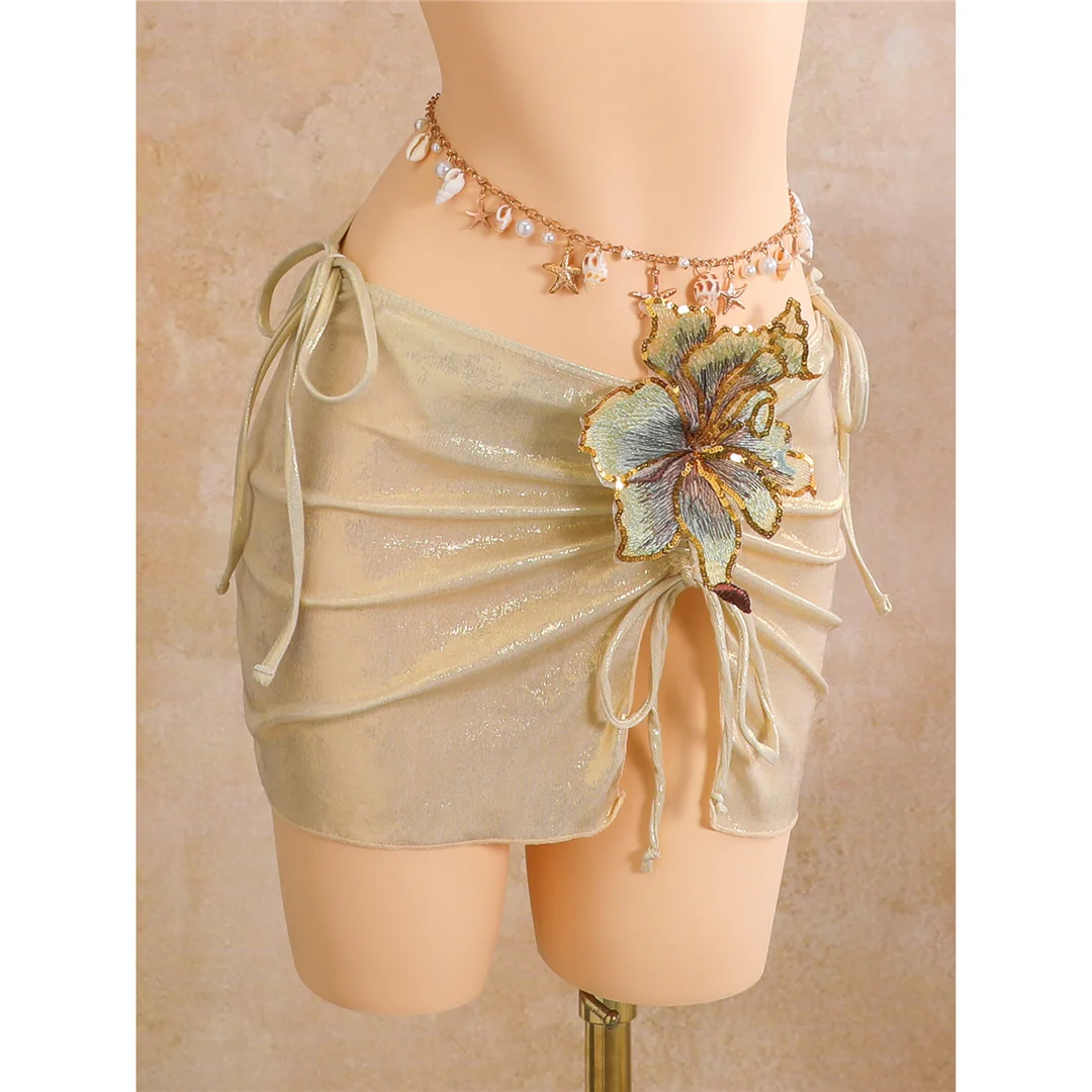 3D-Blumen mit Rock, Neckholder-Bikini, Damen-Badebekleidung, dreiteiliges Bikini-Set, gepolsterter Badeanzug, Badeanzug, Schwimmbekleidung V8368 – Detail 11