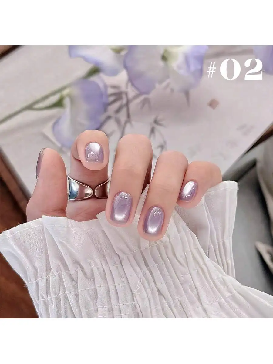 1-6pcs 6 Colors 15ML Purple Cat Eye Gel Nail Polish Set Ice Transparent White Glass Bead Effect Nail Art DIY Salon UV LED