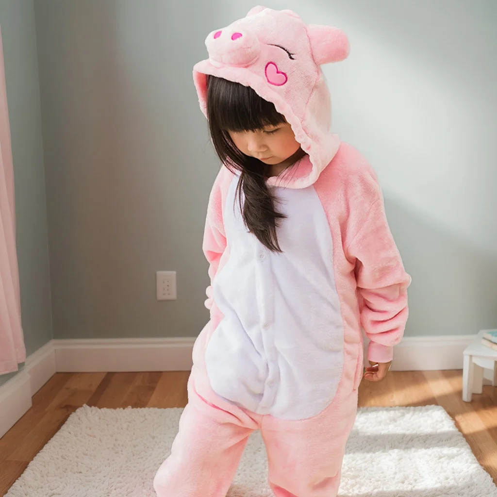 

Onesie Boys Girls Pig Pajama Flannel Christmas Kigurumi Animal Anime Full Body Family Father Mother Sleeping Wear Clothes Set