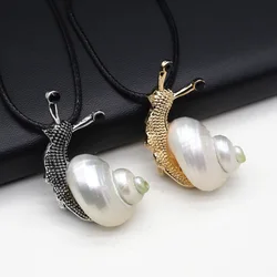 1Pcs Cute Pendant Natural Stone Seashell Snail Shape Pendants Ocean Conch Shell Animal Charms Trendy Jewelry Necklace Gift