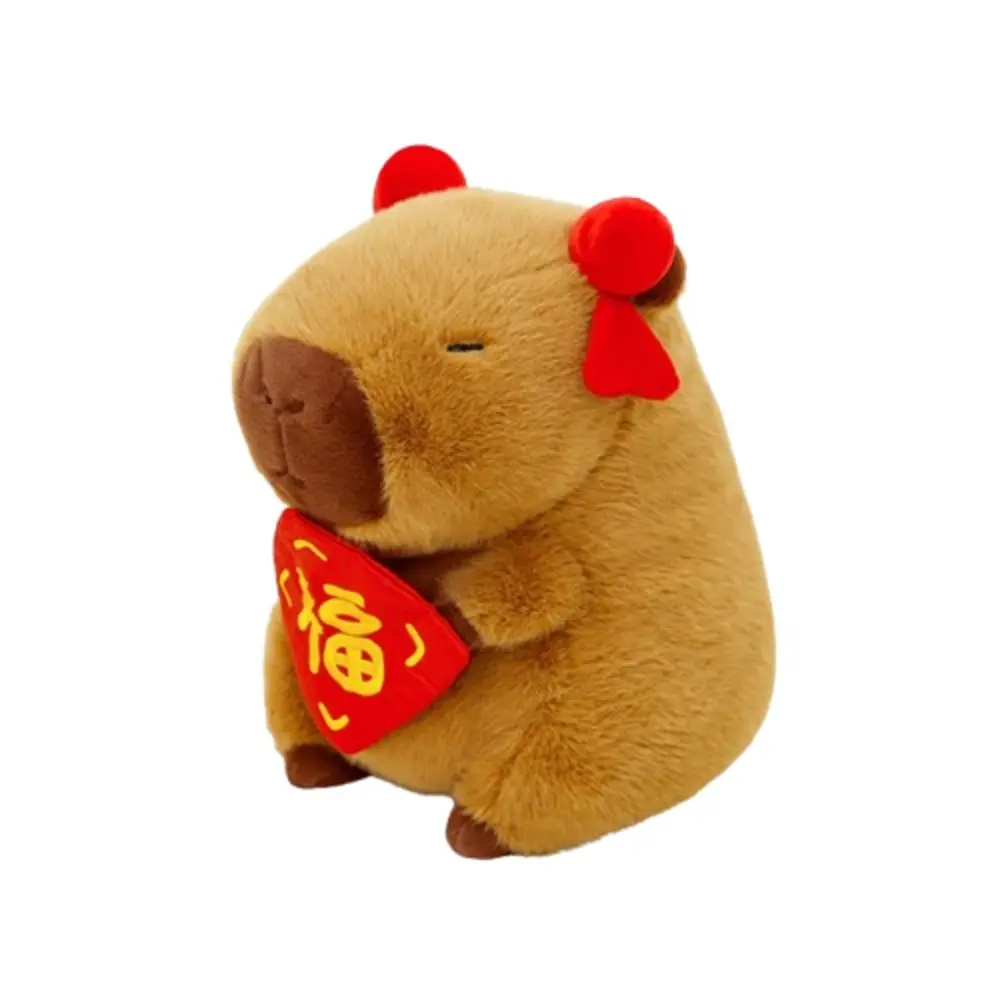 น่ารักสไตล์ปีใหม่ Capybara ตุ๊กตา Plush ผ้าฝ้าย PP นุ่มจําลอง Capybara ของเล่น 30 ซม. ตุ๊กตา Capybara ตุ๊กตาของขวัญวันเกิด