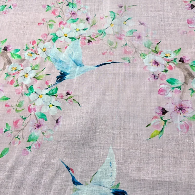 

Autumn Character High Quality Natural 100% Ramie Cloth Printed Fabric for Sewing Pure Summer Skirt DIY Handmade Robe 2025 Linnen