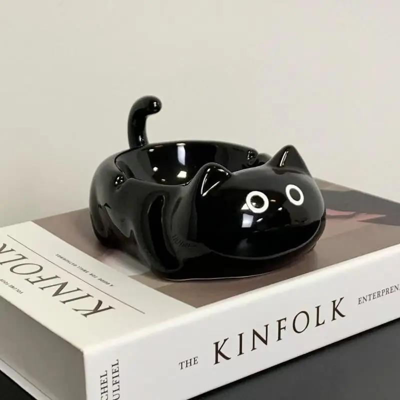 

Cute Siamese cat ashtray desktop anti fly ash with cover living room office ceramic ashtray ornament ceramic ashtray with lid