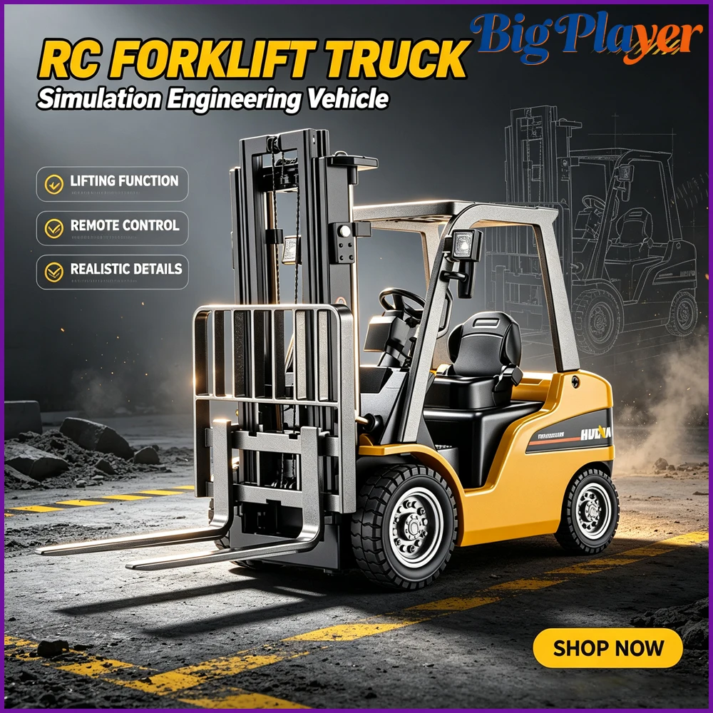 HUINA 1/50 9925 RC Forklift Electric Lifting Fork Truck With Sound Light Effect Remote Control Engineering Vehicle Model Toy