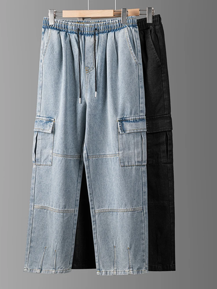 

Men's Wide Leg Workwear Jeans Spring Autumn Trendy Loose Pants Waed Vintage High Street Long Trousers Cotton Polyester Blend