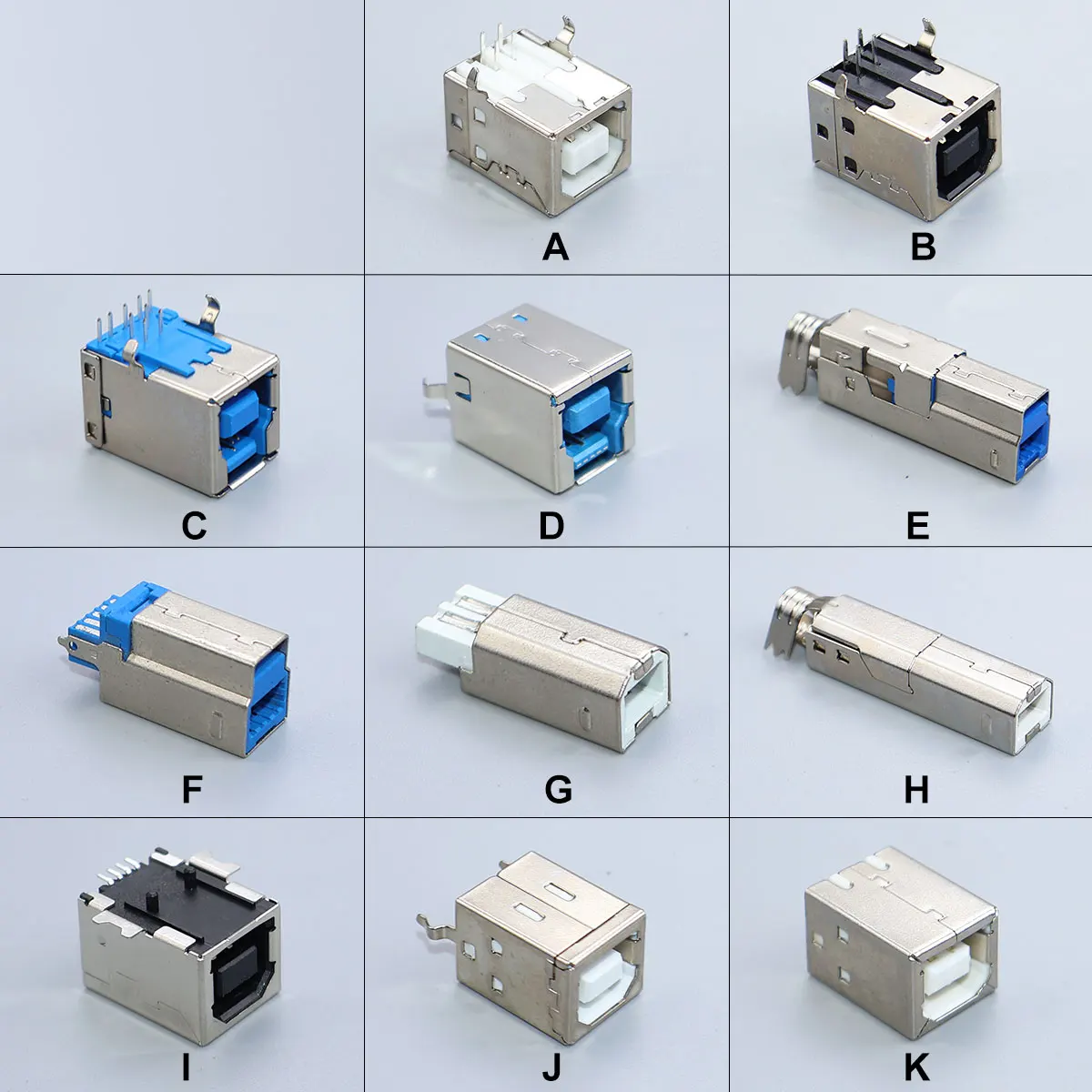 JCD 5PCS USB 2.0 Female Plug Socket USB 3.0 Connector Type 90°/180° Solder Jack Printer Interface Soldering PCB Connector