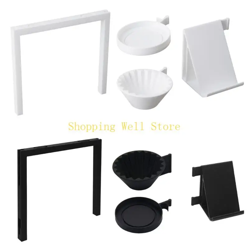 KX4B Coffee Filter Tray and Side Shelf Set, Plastic Accessory Rack for Left-Side Coffee Unit Storage and Daily Use Zone