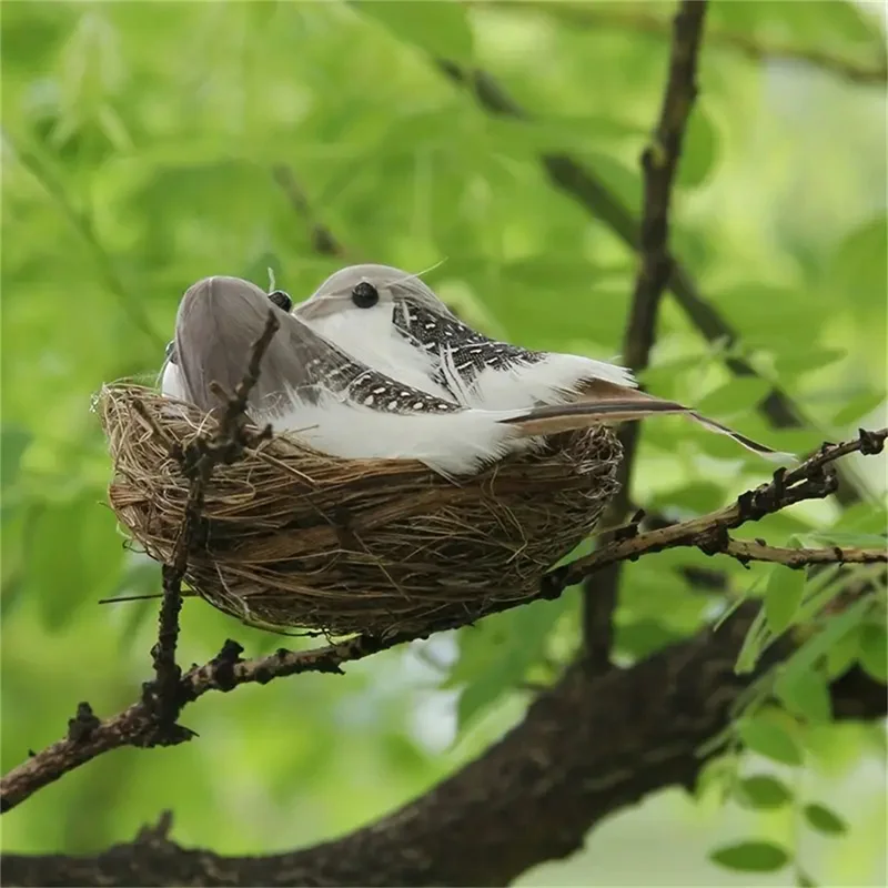 Simulated Bird Nest Bird Egg Set Garden Yard Props DIY Ornaments Party Decor Handmade Birdhouse Birdcage Easter Craft Kid Gifts