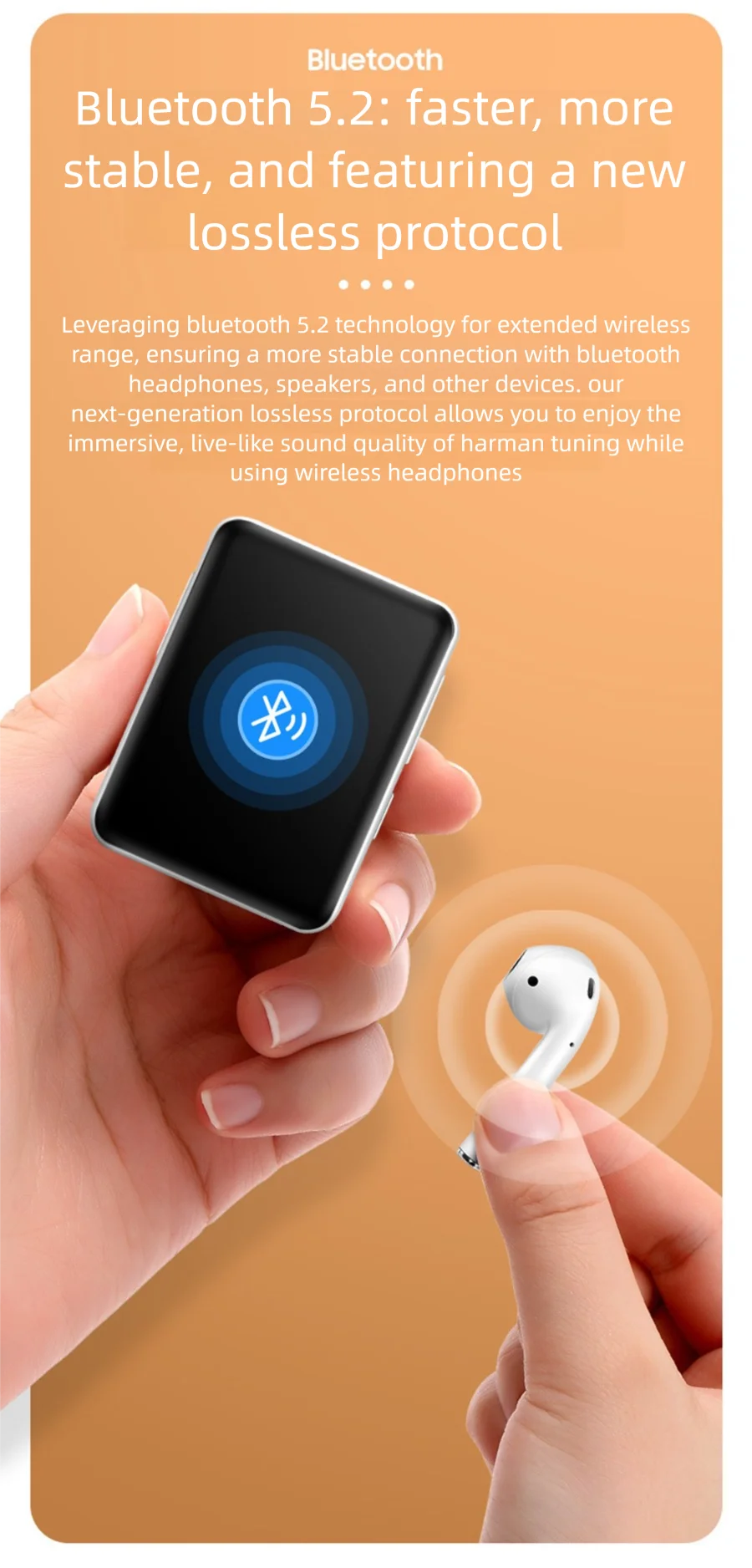 مشغل MP3 صغير للجيب بسعة 128 جيجابايت مزود بتقنية البلوتوث ومشغل موسيقى MP4 خارجي مع تشغيل مسجل صوت بشاشة تعمل باللمس من النوع C IPS