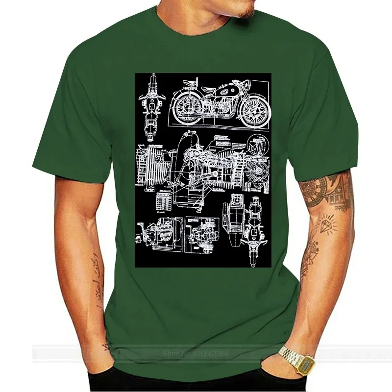 New arrival T shirt men brand clothing fashion pattern M-72 Motorcycle Engine Blow Out Diagram Mechanic Schematic Art