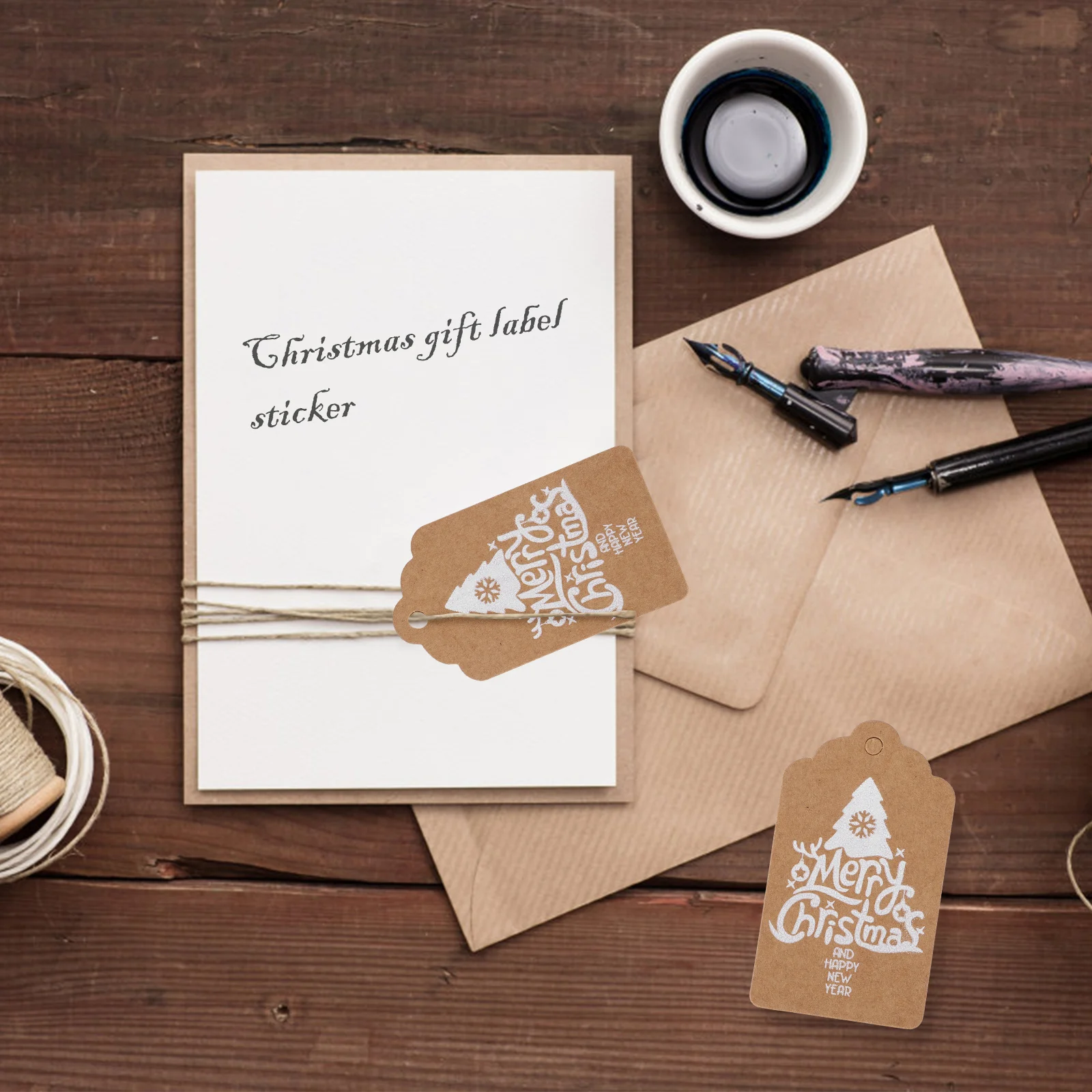 100 Buah Label Kertas Gantung Pohon Natal Desain Label Hadiah Natal Label Gantung Dekoratif Pesta