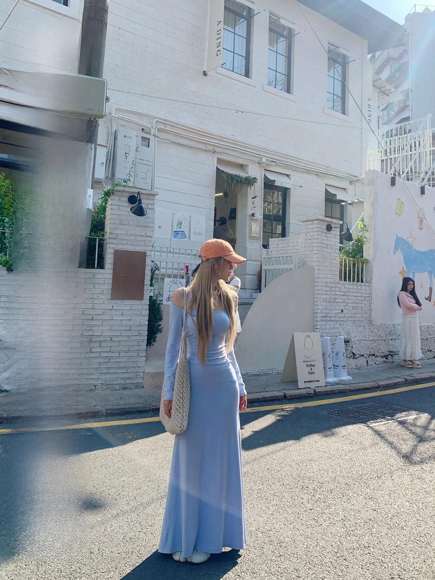 

Fashionable Knitted One-Shoulder Long Sleeve Two-Piece Set Summer High Waist Skirt Long Dress Women's High Waist Spring Summe...