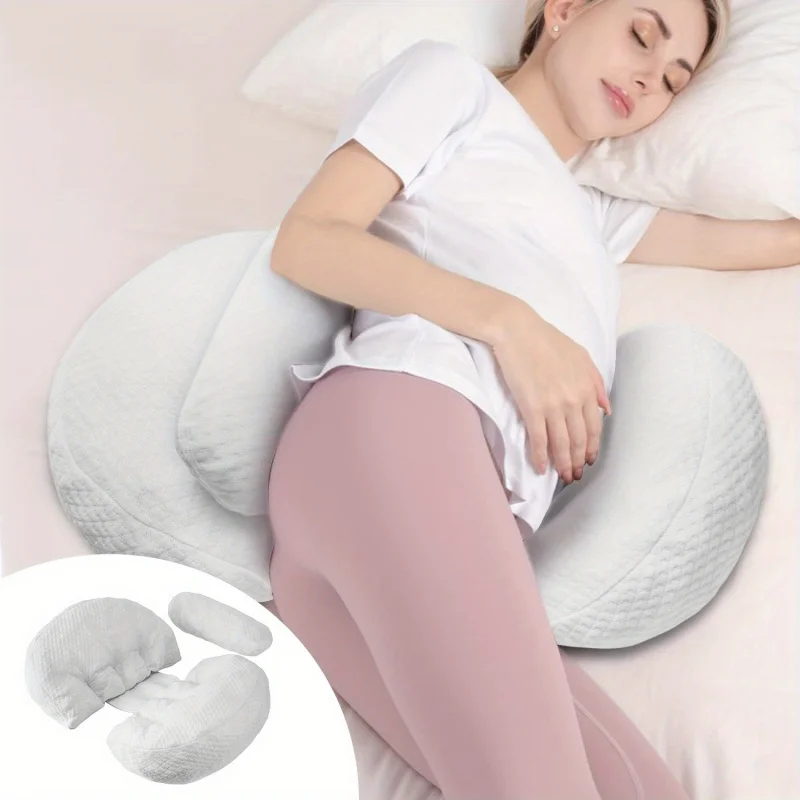Multi-Functional Cooling Pillows for Pregnant Women - Ergonomic Side Sleeping & Abdominal Support Pillows with Shredded Filler