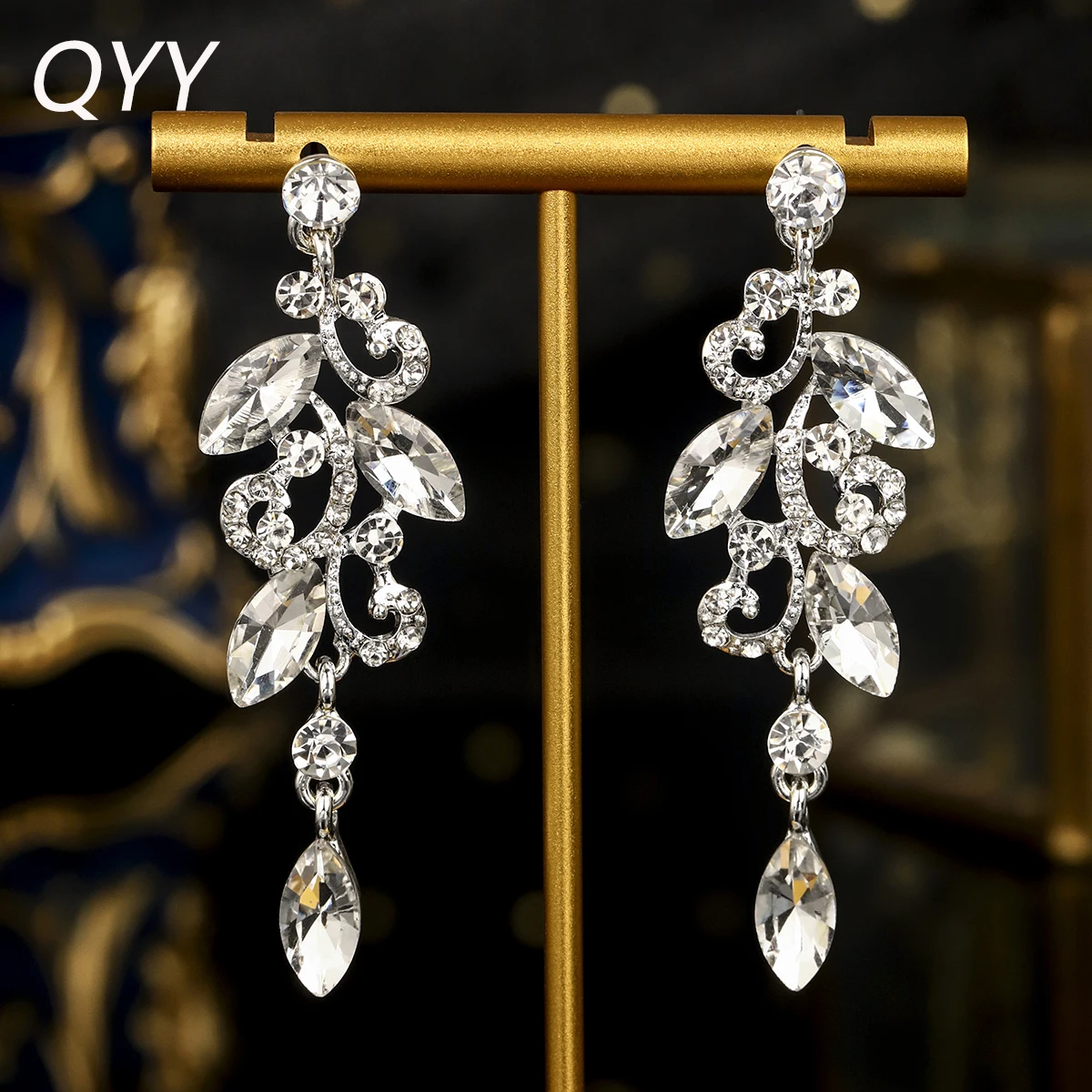 

Fashion Alloy Earrings Elegant Wedding Bridal Jewellery Accessories Ladies Earrings Party Party Rhinestone Earrings