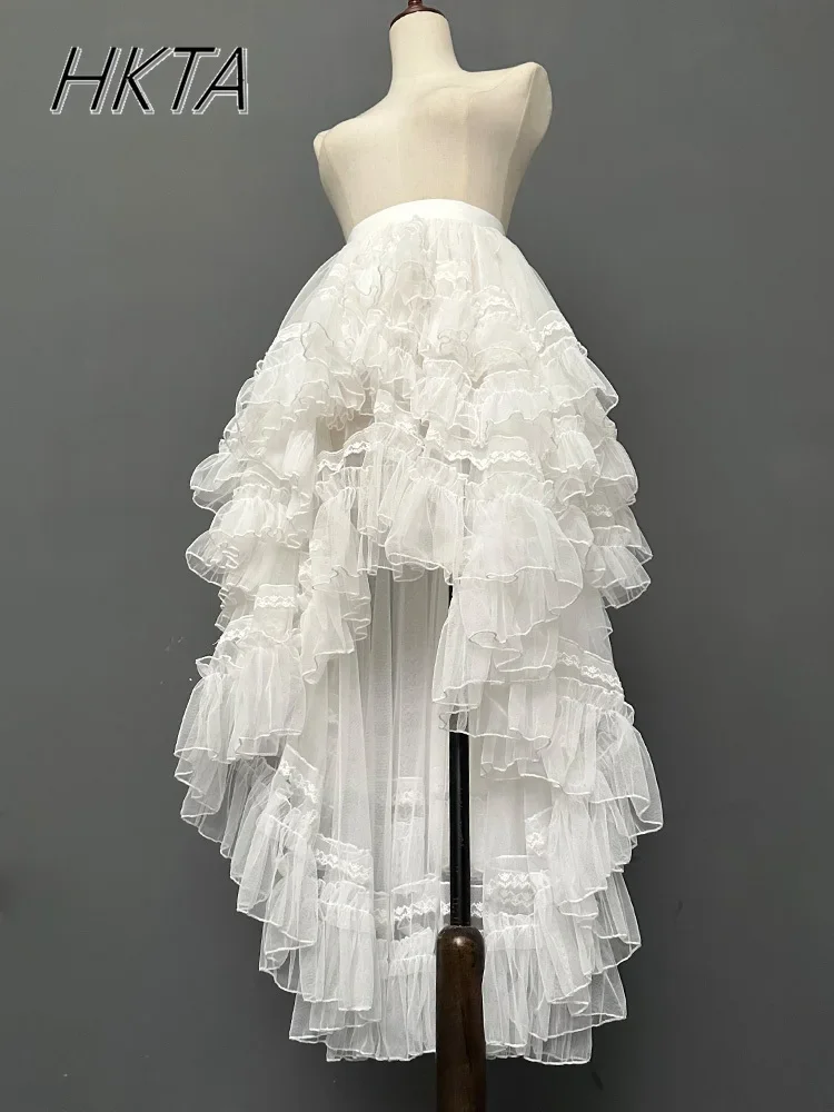 Gothic Lolita Lace Layer Jsk Princess Skirt Women Japanese Style Kawaii Cute Mesh Ruffles Evening Party Y2k Skirt Long Skirts
