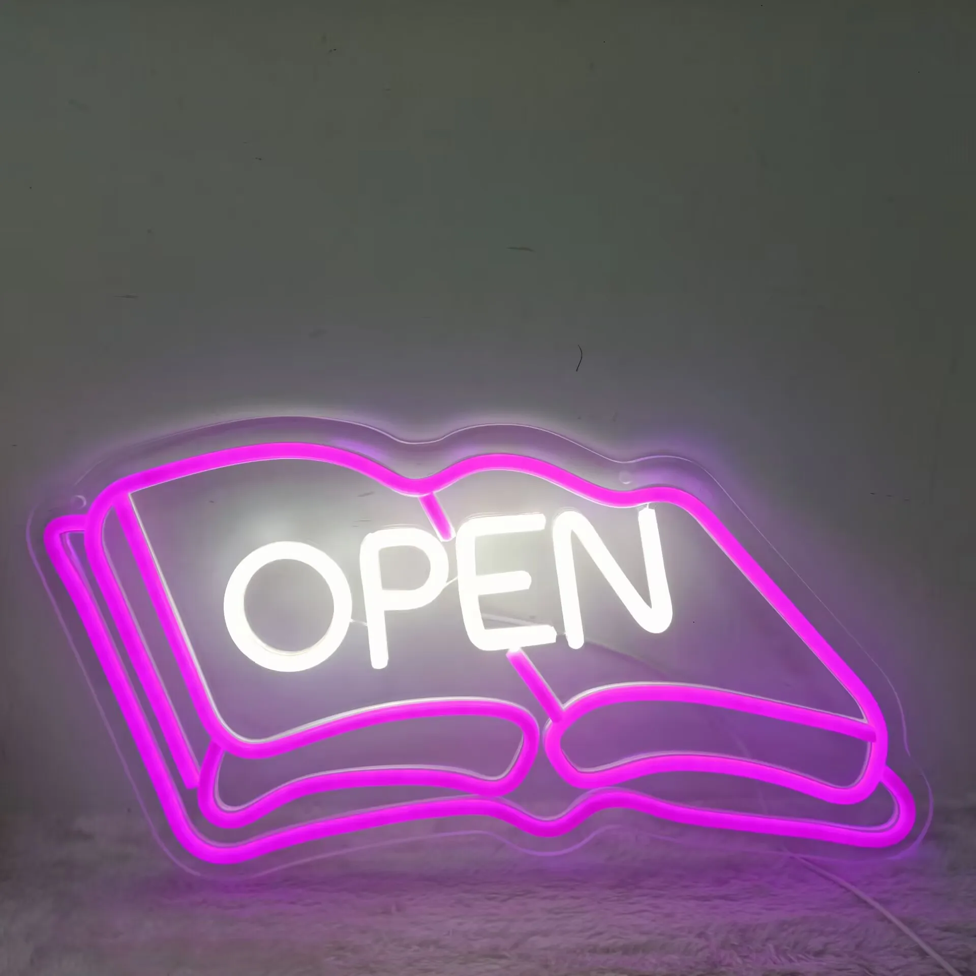 Book Open Neon Light Sign USB Dimmable LED Neon Sign for Bedroom Livingroom Club Bar Man Cave Party Gifts Wall Decoration