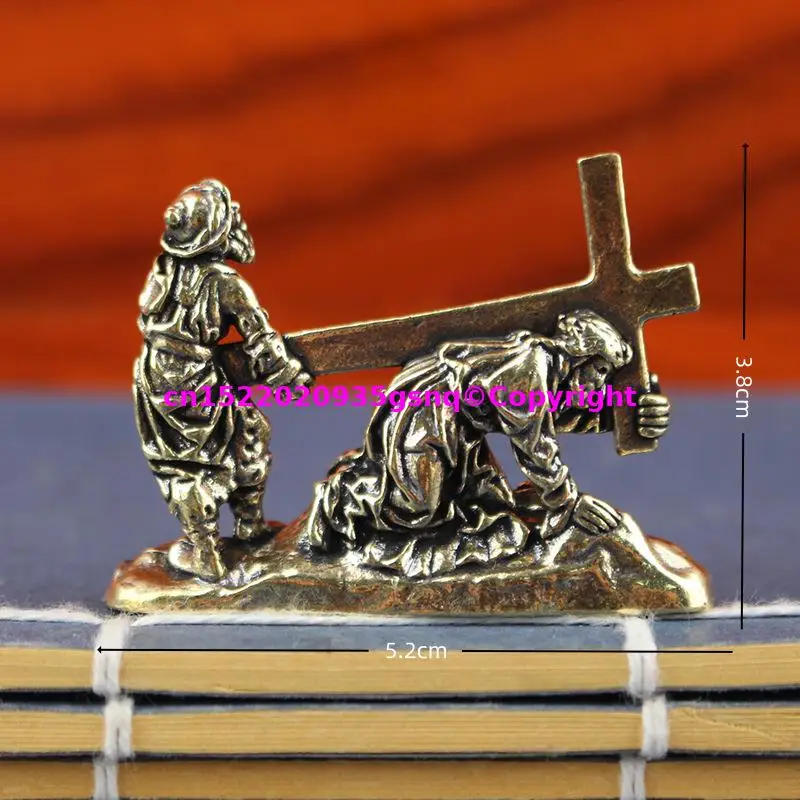 Catholic Christianity relics small Holy crossing image statue copper Jesus Christ copper statue amulet talisman