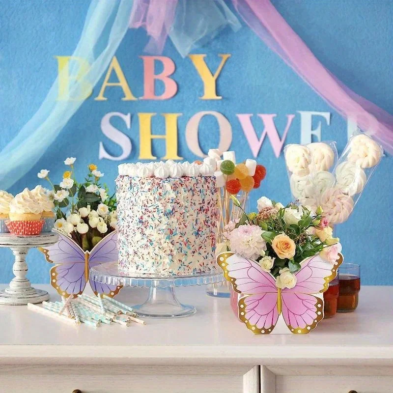12 Pcs Butterfly Centerpieces Tea Party Favors Table Decor for Baby Shower Birthday Wedding Themed Supplies