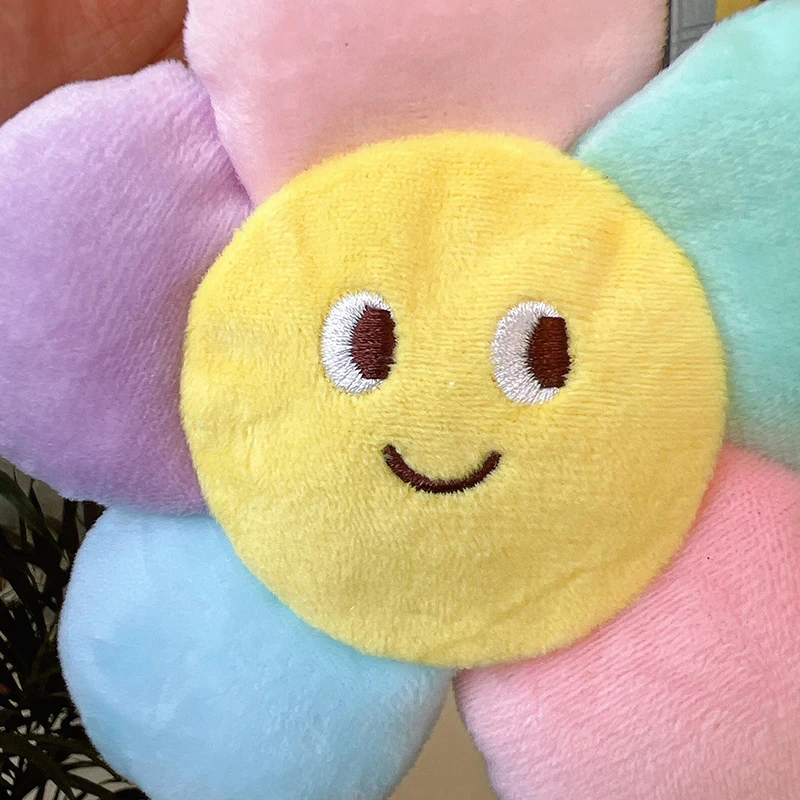 Plush Keychain Pendant Cute Colorful Sunflower Car Keychain Women's Bag Charms Jewelry Backpack Accessories Gifts