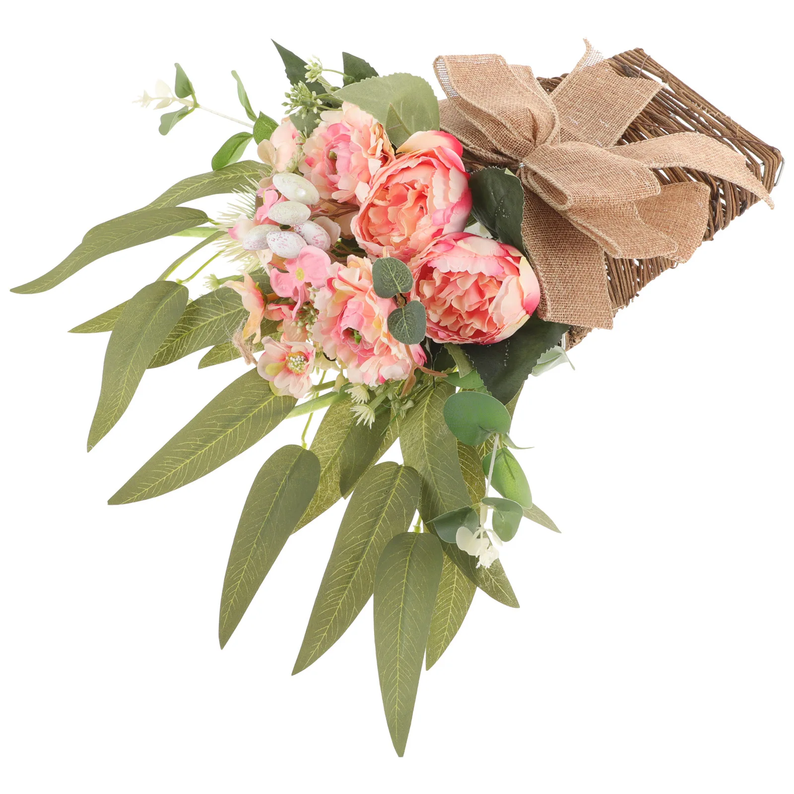 

Basket Artificial Flower Wreath Hanging Flowers Door Planter Realistic Peony Baskets