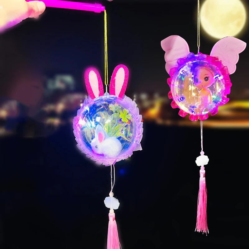 Children Handheld Light-emitting Rabbit Lantern Creative Cute Girl Princess Lantern Children Light-up Toys Birthday Gifts