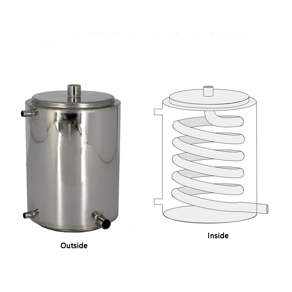 Spiral Condensation Alcohol Wine Condenser Hot Cold Water Exchanger Distillation Cooler Removable