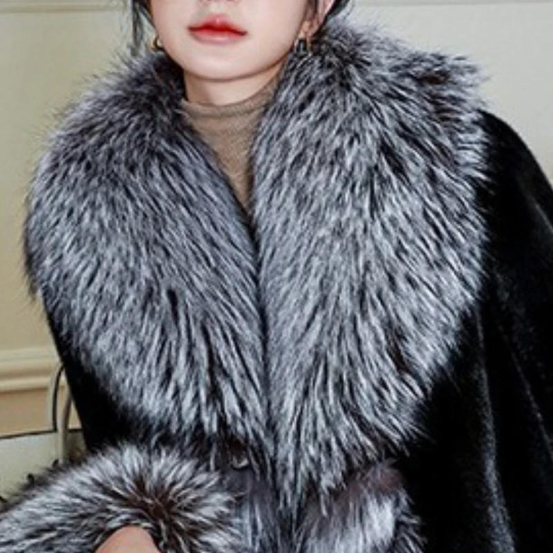 Female Autumn Winter Tops Coat Faux Fur Windbreaker Fur Collar Warm Comfortable Design Fashion Senior Minority Versatile Thin