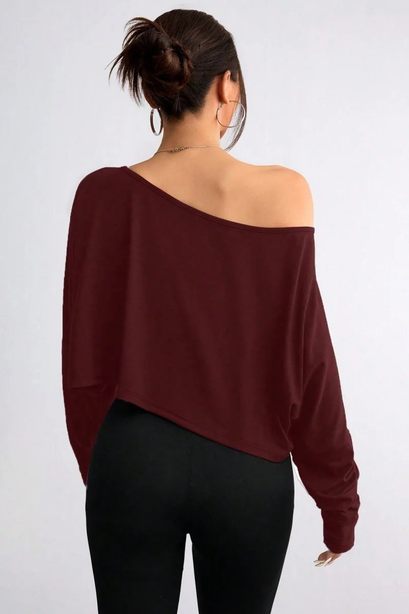 2025 Europe And The United States Spring And Autumn New Line Shoulder Loose Base Fashion Forward Crop Beautiful Blouse