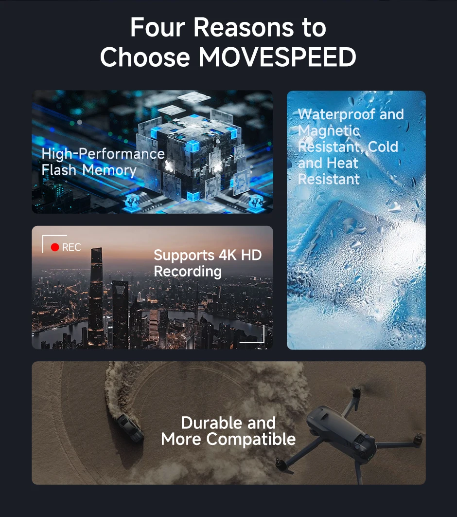MOVESPEED B300 170 MB/s TF-Karte A2 V30 Hochgeschwindigkeits-Flash-Speicherkarte 256 GB 128 GB SDXC Mini-SD-Karte für Kamera DV Dashcams Drohnen – Detail 2