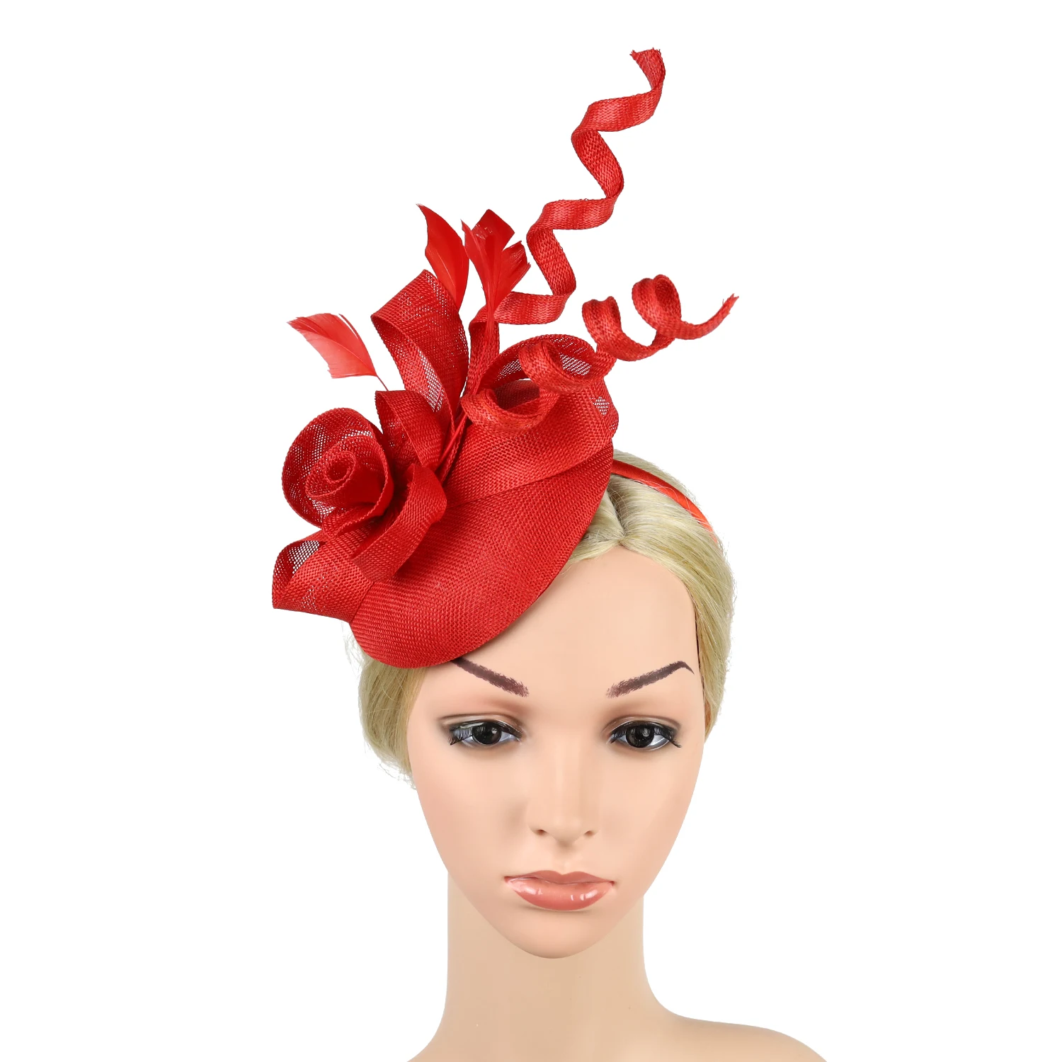 Sinamay Lady Flower Fascinator Hat,Headband with Clips,Pillbox Hat  Cocktail Tea Party Headwear for Women