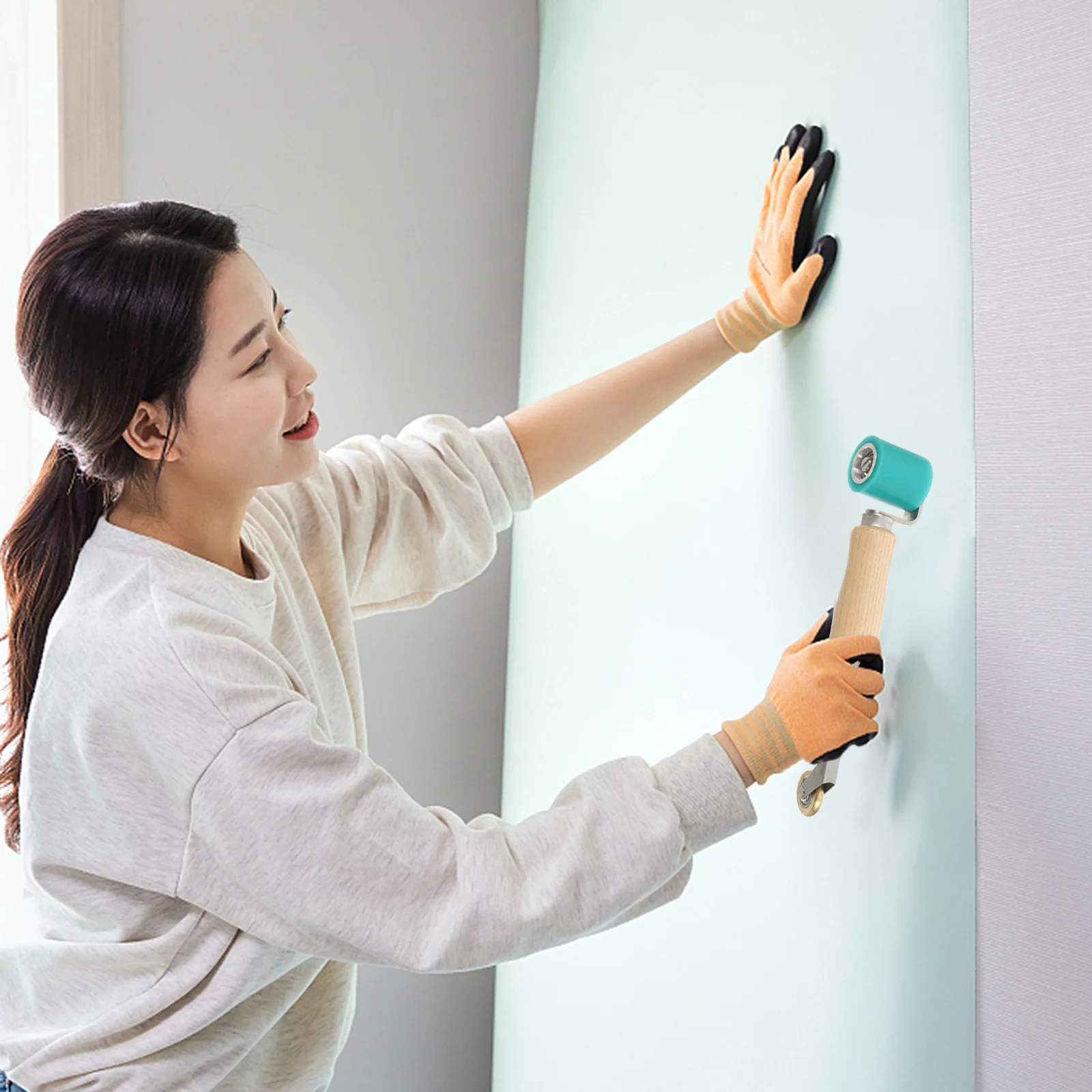 Dual Head Silicone Wallpaper Seam Roller Lightweight Handheld Roofing Welding Tool For Pvc Wall Smoothing Renovation