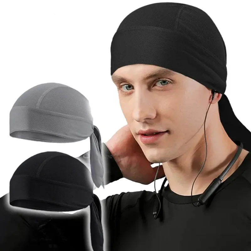 Men Summer Quick Dry Motorcycle Cap Running Riding Hood Headband Head Scarf Breathable Bandana Man Pirate Hat Beach Small Caps