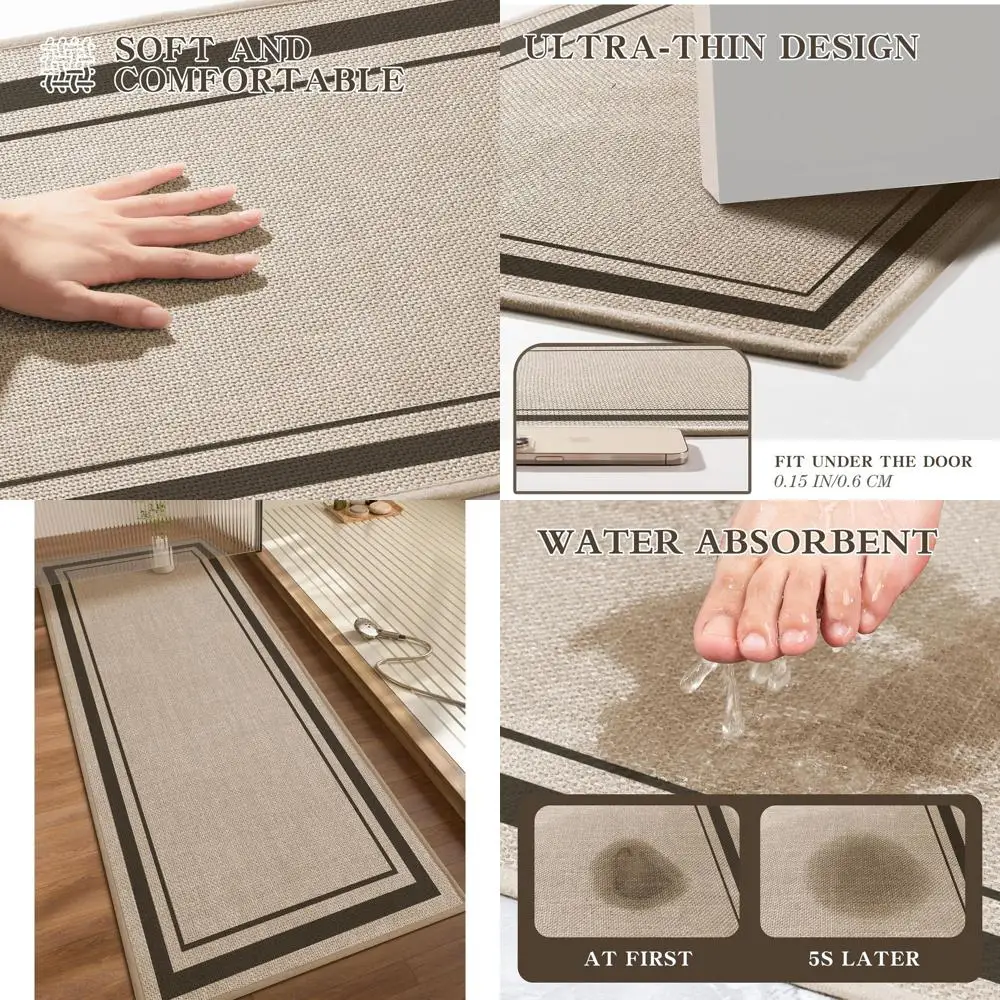 

Large 59x24 Light Beige Ultra Thin Non-Slip Quick Drying Bath Mat for Bathroom Floors