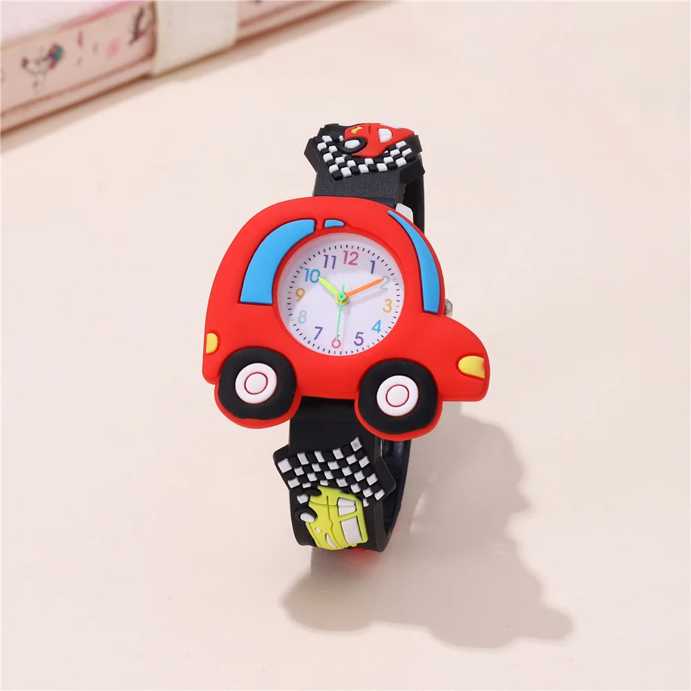 

Детские часы с 3D мультяшным автомобильным циферблатом, мягкие силиконовые часы для детей, крутые наручные часы