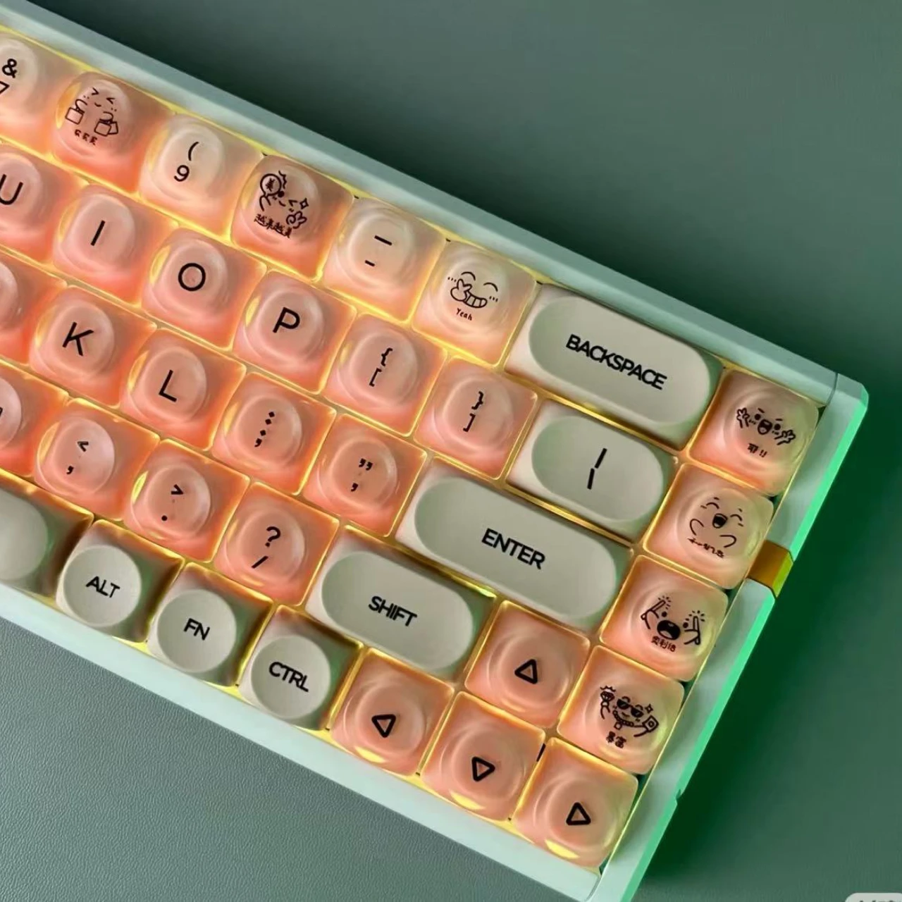 132 مفتاح الأساس السائل أغطية المفاتيح PBT + PC HOA الشخصي Keycap شبه الضباب هلام مفتاح قبعات للوحة المفاتيح الميكانيكية MX التبديل