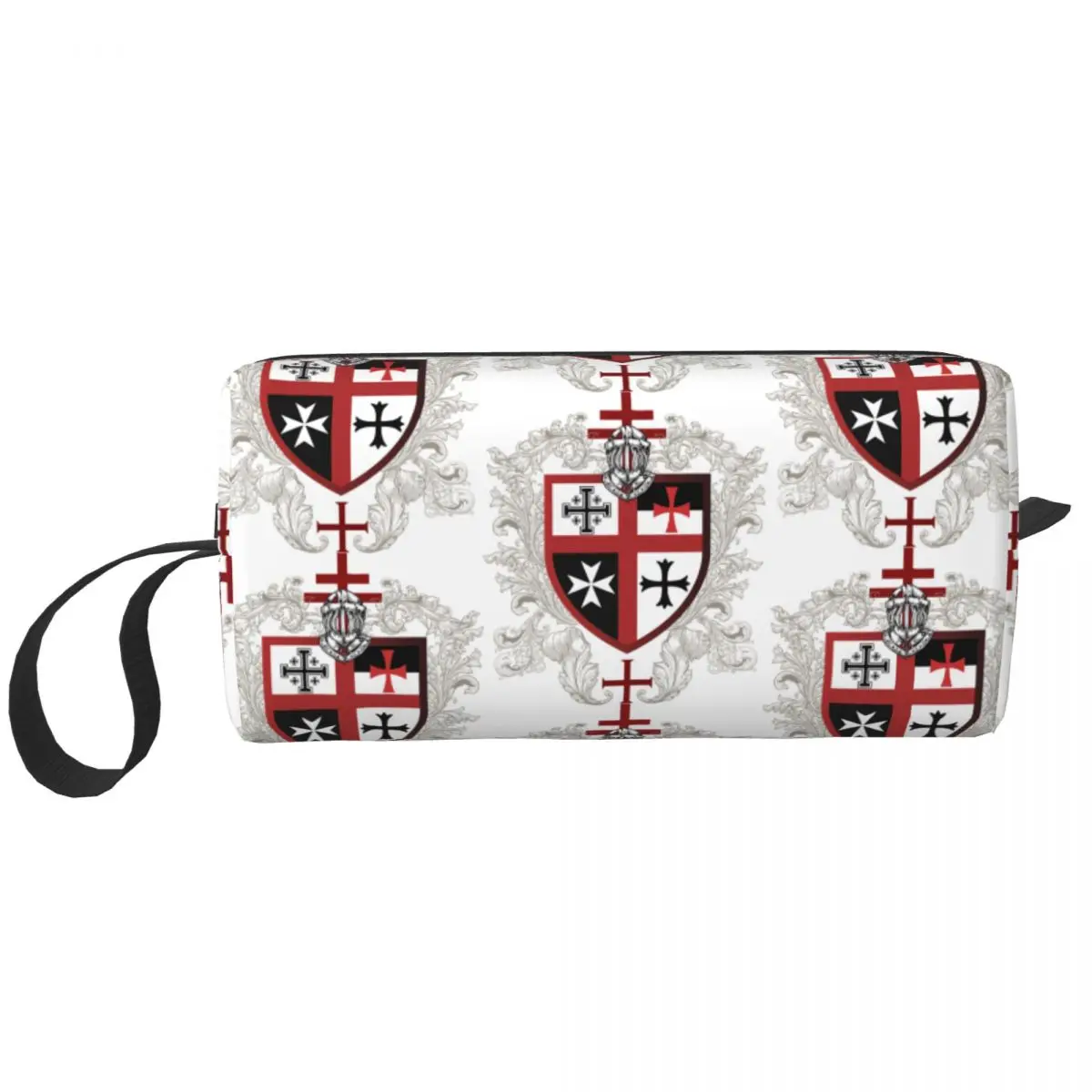 Fashion Knights Templar Cross Shield Travel Toiletry Bag Medieval Warrior Sword Cosmetic Makeup Beauty Storage Dopp Kit