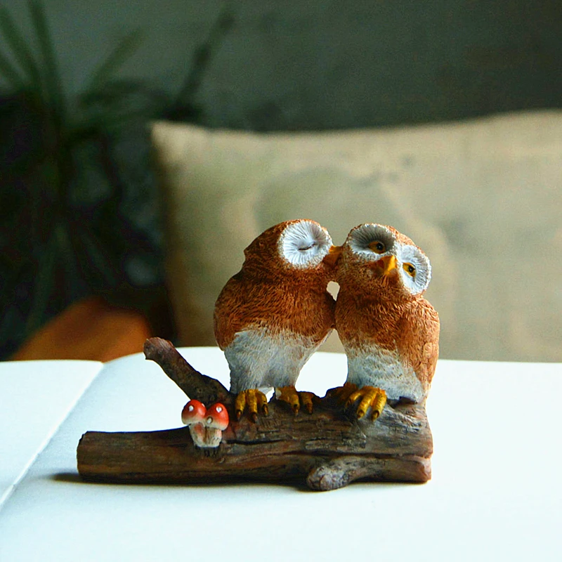 Cute Owl Realistic Animal Figurine Scarecrow Decoration Home Lawn Moss Decor Ornaments Art Sculpture Garden Statue Children Gift