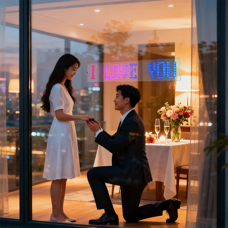 شاشة LED شفافة مرنة، طبقة رقائق معدنية عالية الشفافية، لوحات شفافة لعرض فيلم حائط الفيديو #5