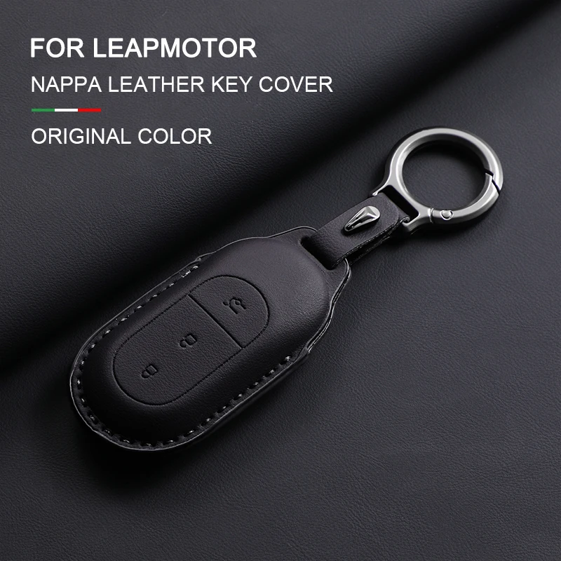 

Car Leather Key Case Cover For Leapmotor T03 S01 C11 C01 Car Smart Remote Key Case Protecter Shell Keychian Keyring Accessories