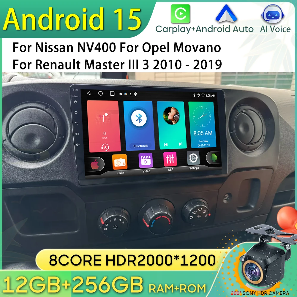 Car Radio For Nissan NV400 For Opel Movano For Renault Master III 3 2010 - 2019 GPS Navigation Android Auto Carplay Unit No 2din